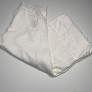 Cloth & Stone White Tencel Wide Leg Cropped Pants Elastic Waist Pockets M